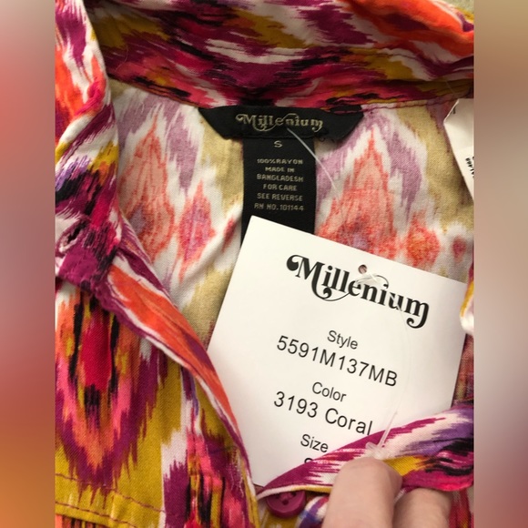 NWT bright print button dress - Picture 2 of 3